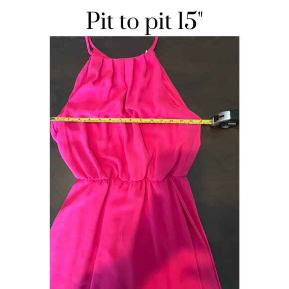EUC Lush Pink Halter Dress with Back Keyhole, Sleeveless Flowy Style, Small EUC - Picture 4 of 9